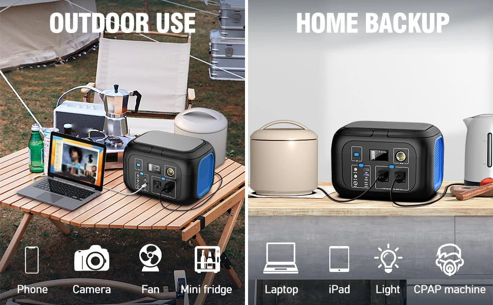 600W/300W/200W Portable Solar Power Station with AC Outlets
