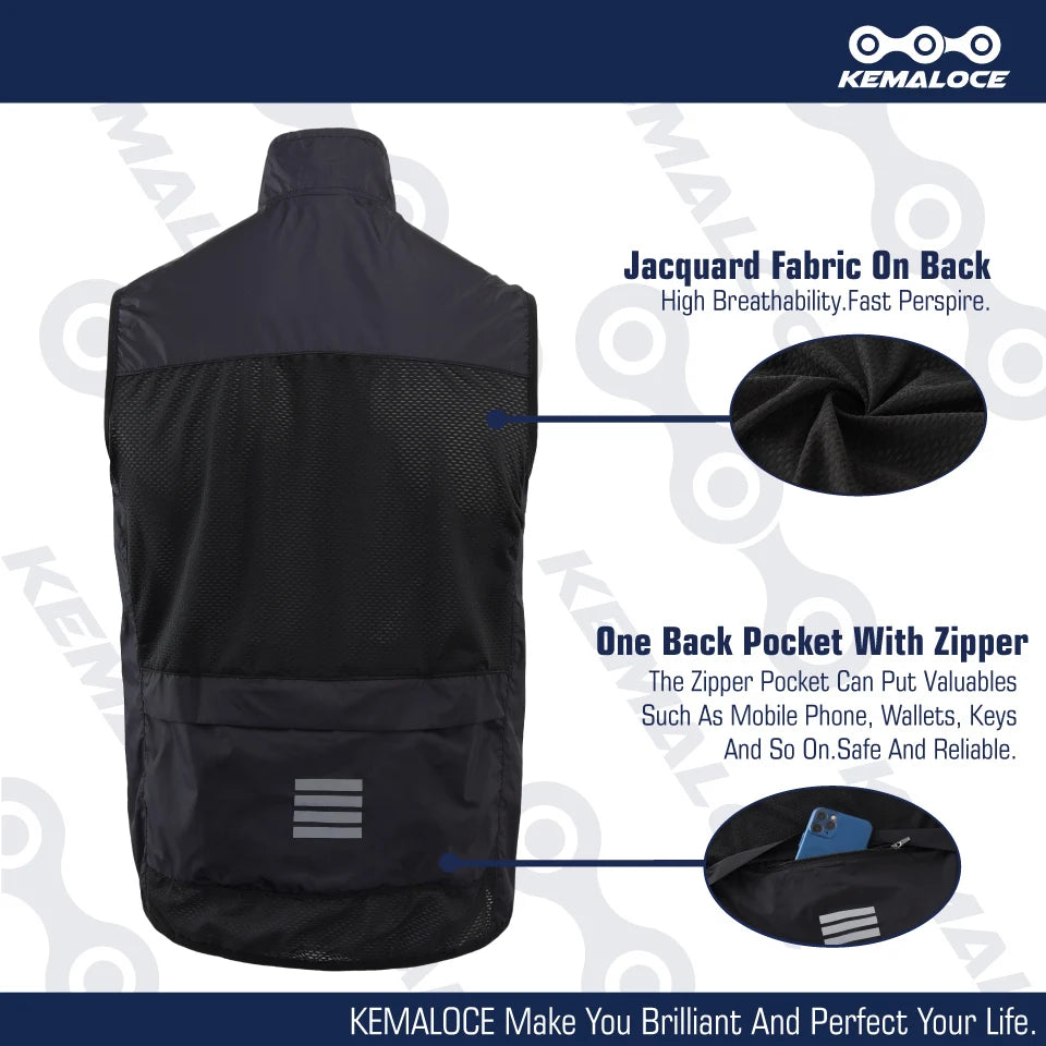 KEMALOCE Men’s Windproof Cycling Vest 2023