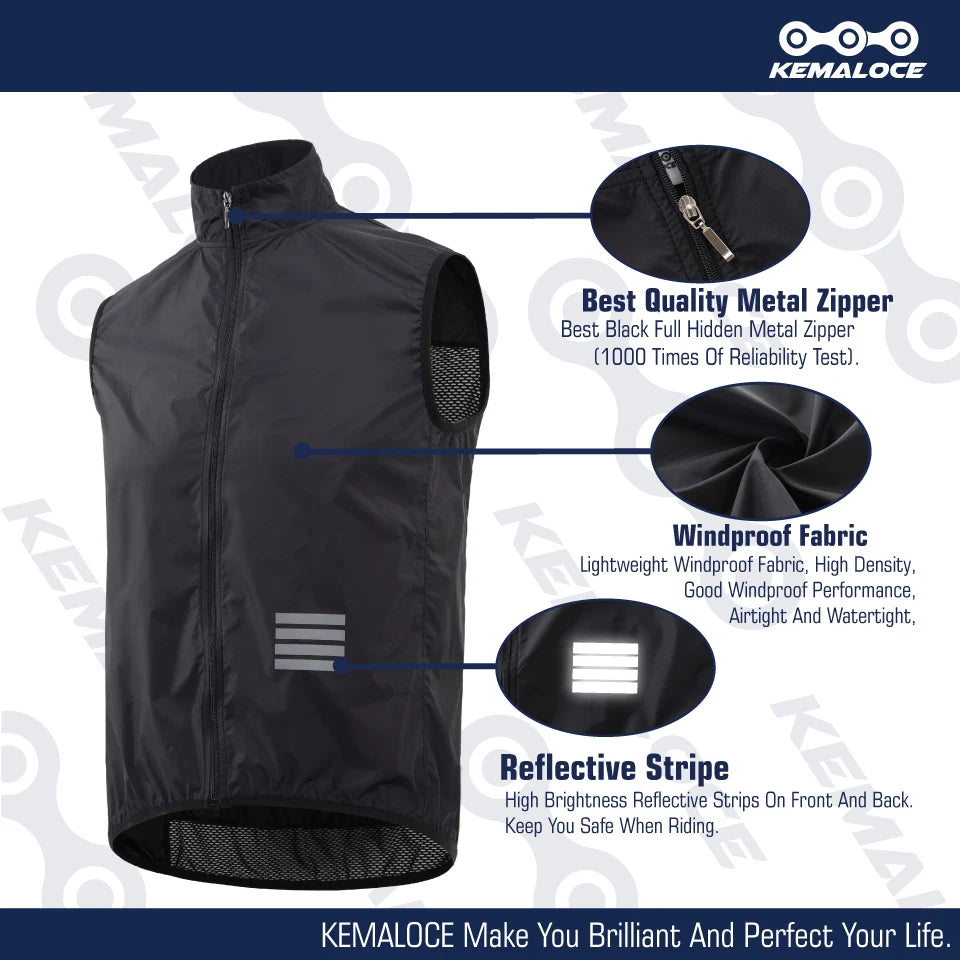 KEMALOCE Men’s Windproof Cycling Vest 2023