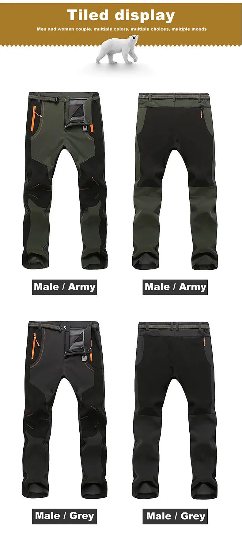 LNGXO Men’s Waterproof Fleece Hiking Pants