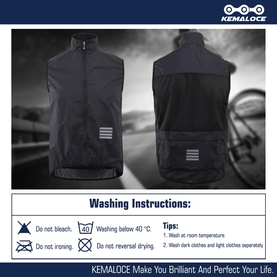 KEMALOCE Men’s Windproof Cycling Vest 2023