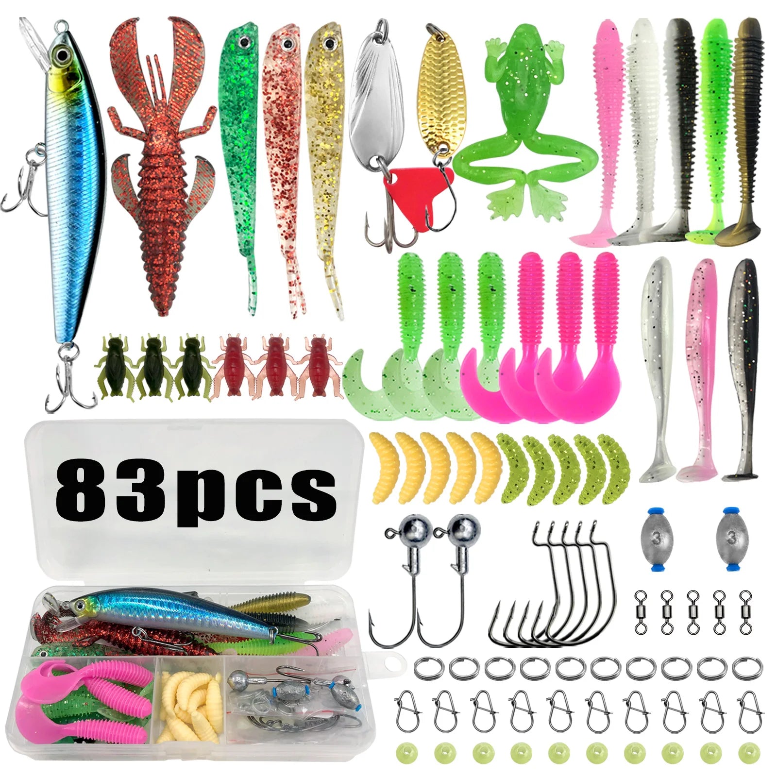 Multi-Lure Fishing Set with Tackle Box