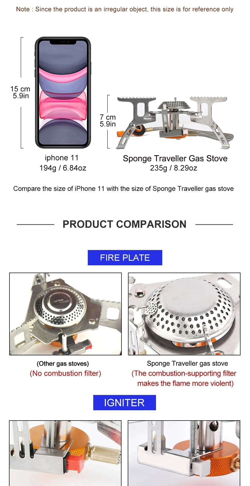 Camping Gas Stove – Portable Folding Outdoor Backpacking Stove 3500W