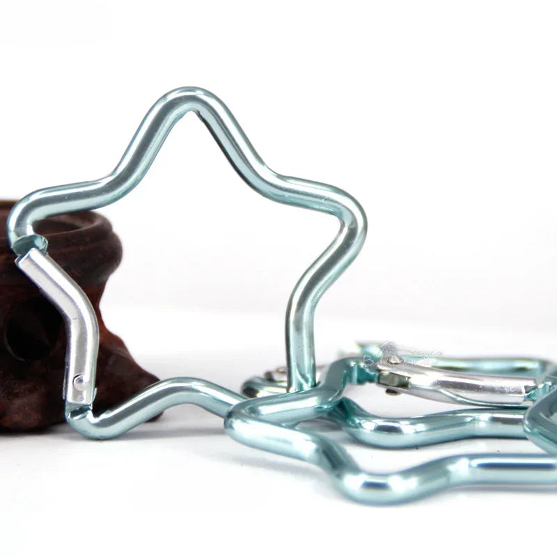 Star-Shaped Spring Lock Carabiner Keychains – Multicolor