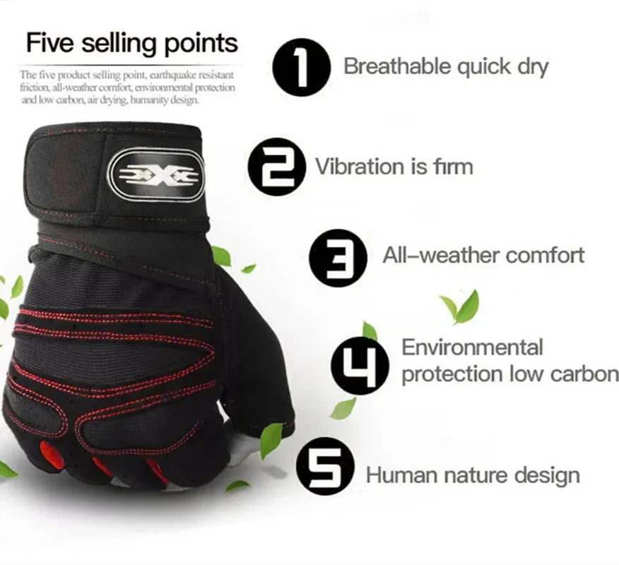 Outdoor Sport Fingerless Gloves with Wrist Guard