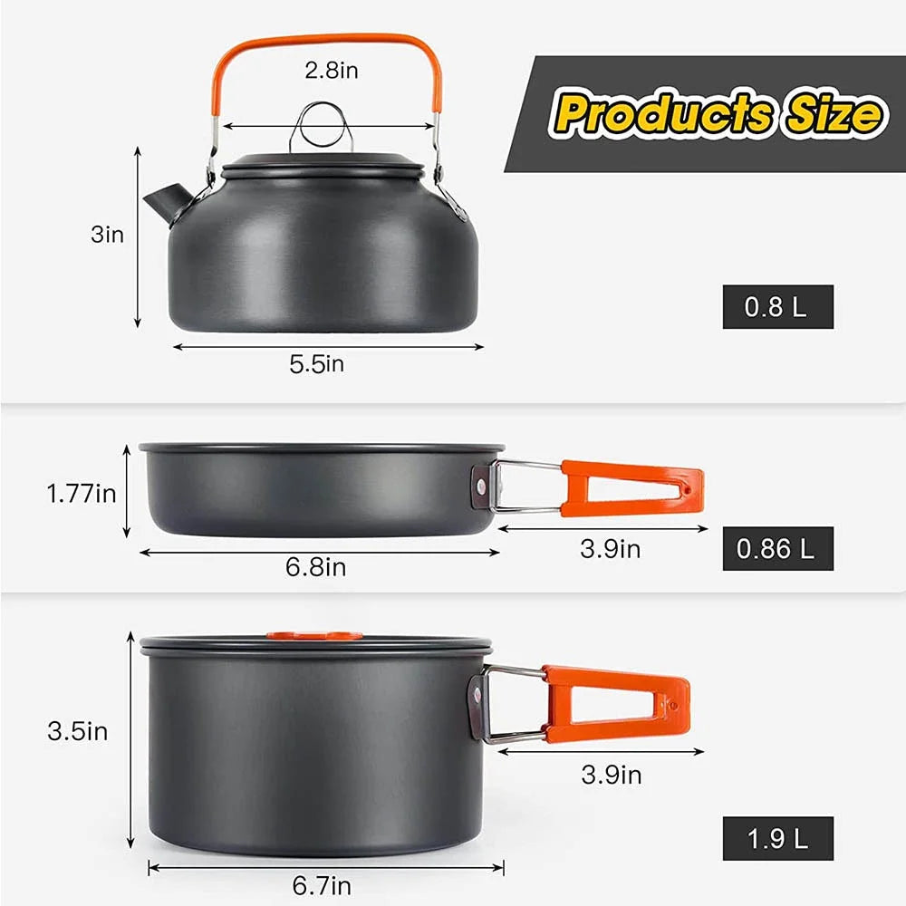 Camping Cookware Set for 2–3 People – Non-Stick