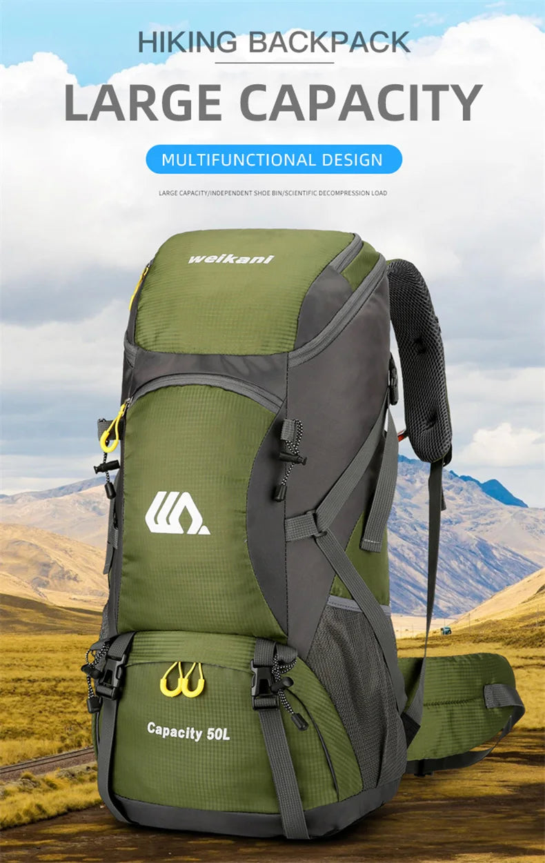 50L Waterproof Travel & Hiking Backpack