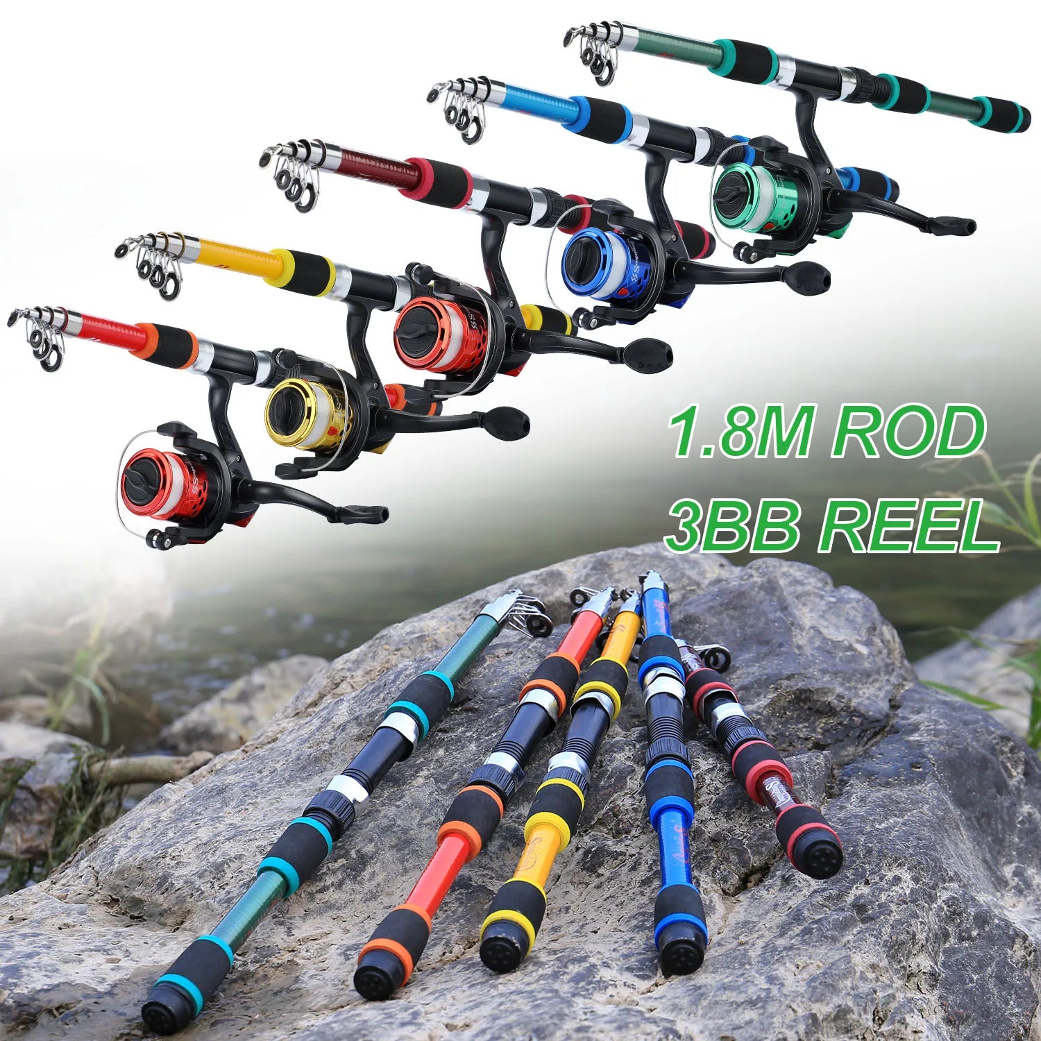 Sougayilang 1.8M Telescopic Rod & Spinning Reel Combo