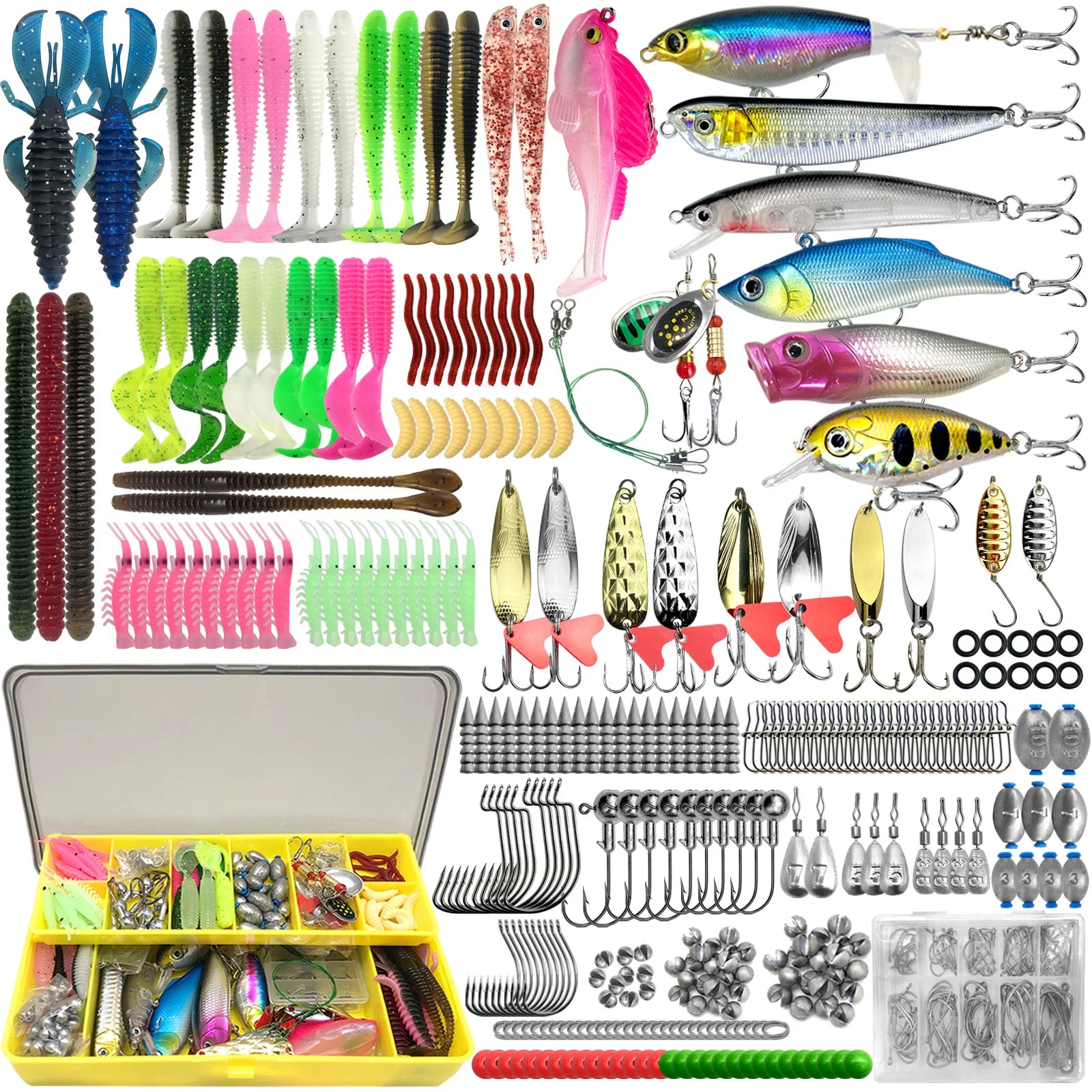 Multi-Lure Fishing Set with Tackle Box
