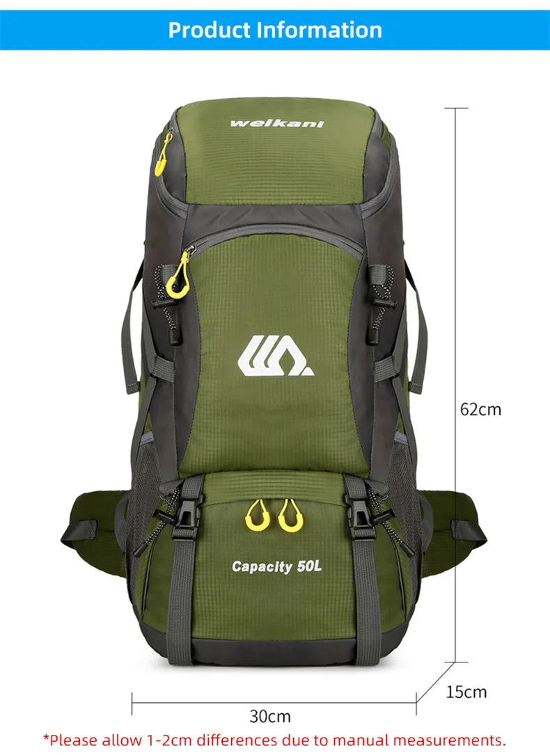 50L Waterproof Travel & Hiking Backpack