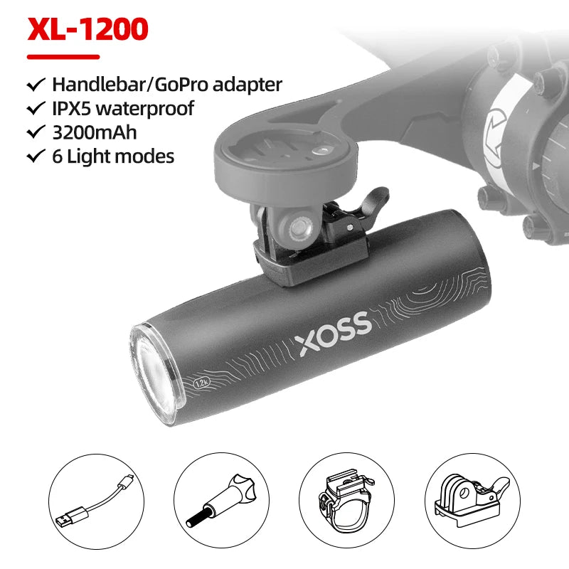 XOSS XL1200 Waterproof Rechargeable Bike Headlight