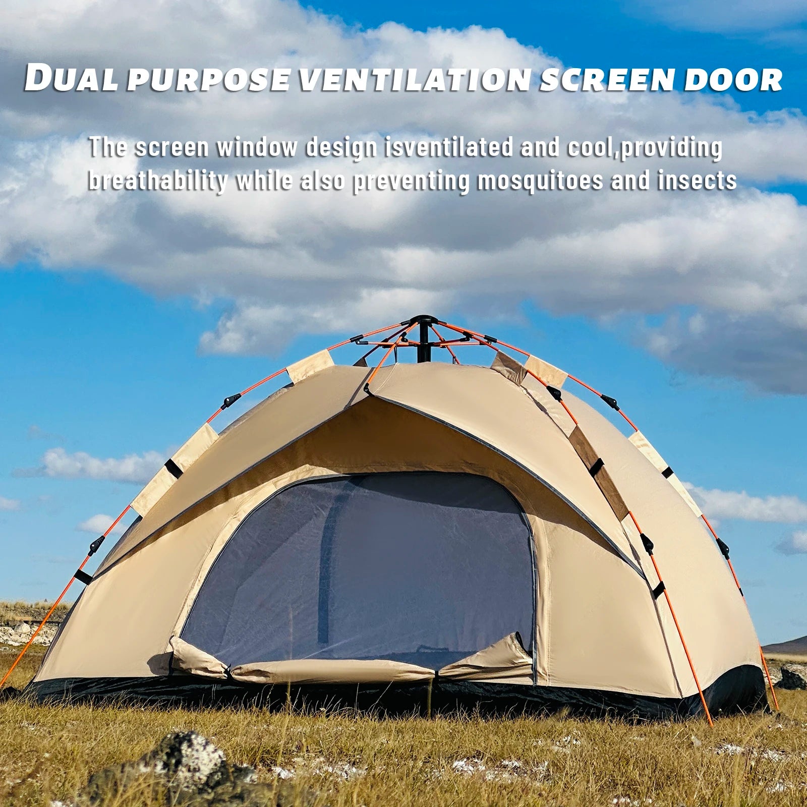 Outdoor Automatic Quick-Opening Tent – 4-Person Rain & Sun Shelter