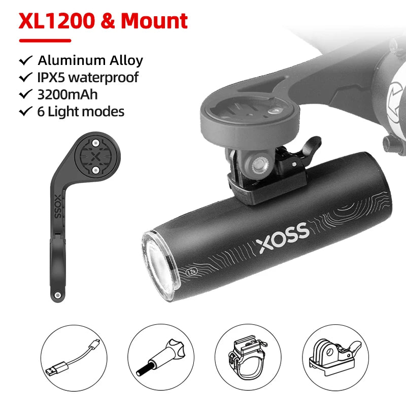 XOSS XL1200 Waterproof Rechargeable Bike Headlight