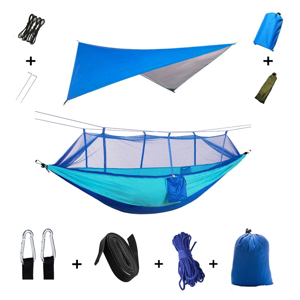 Camping Hammock with Mosquito Net & Rainfly Tent