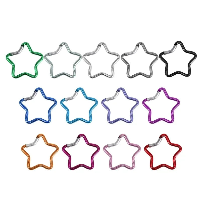 Star-Shaped Spring Lock Carabiner Keychains – Multicolor