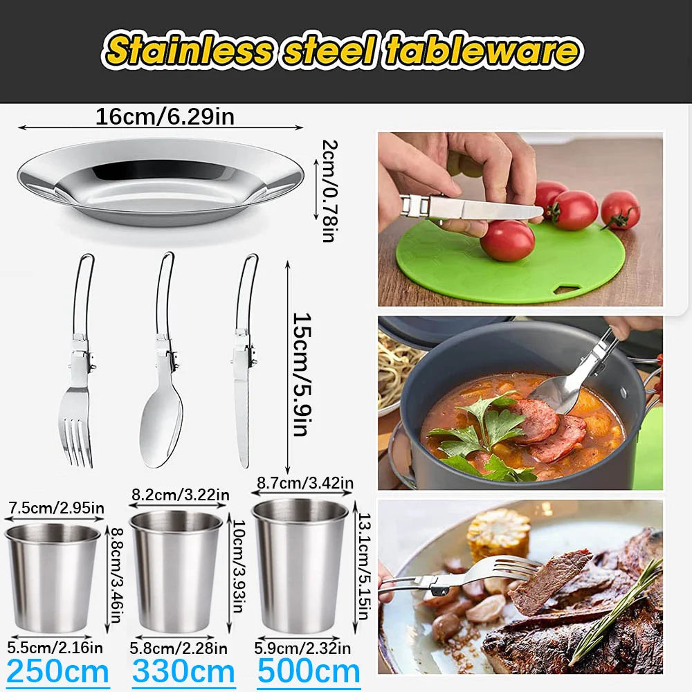 Camping Cookware Set for 2–3 People – Non-Stick