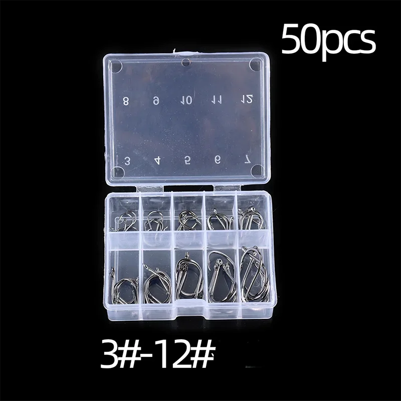 Fishing Hooks Kit – Strong Carbon Steel Barbed Hooks, 3#–12#, 50–1600pcs/Box