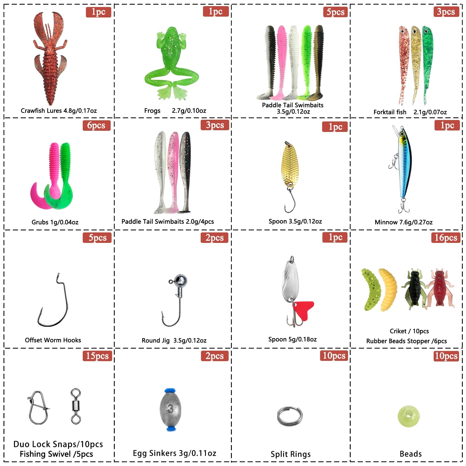Multi-Lure Fishing Set with Tackle Box
