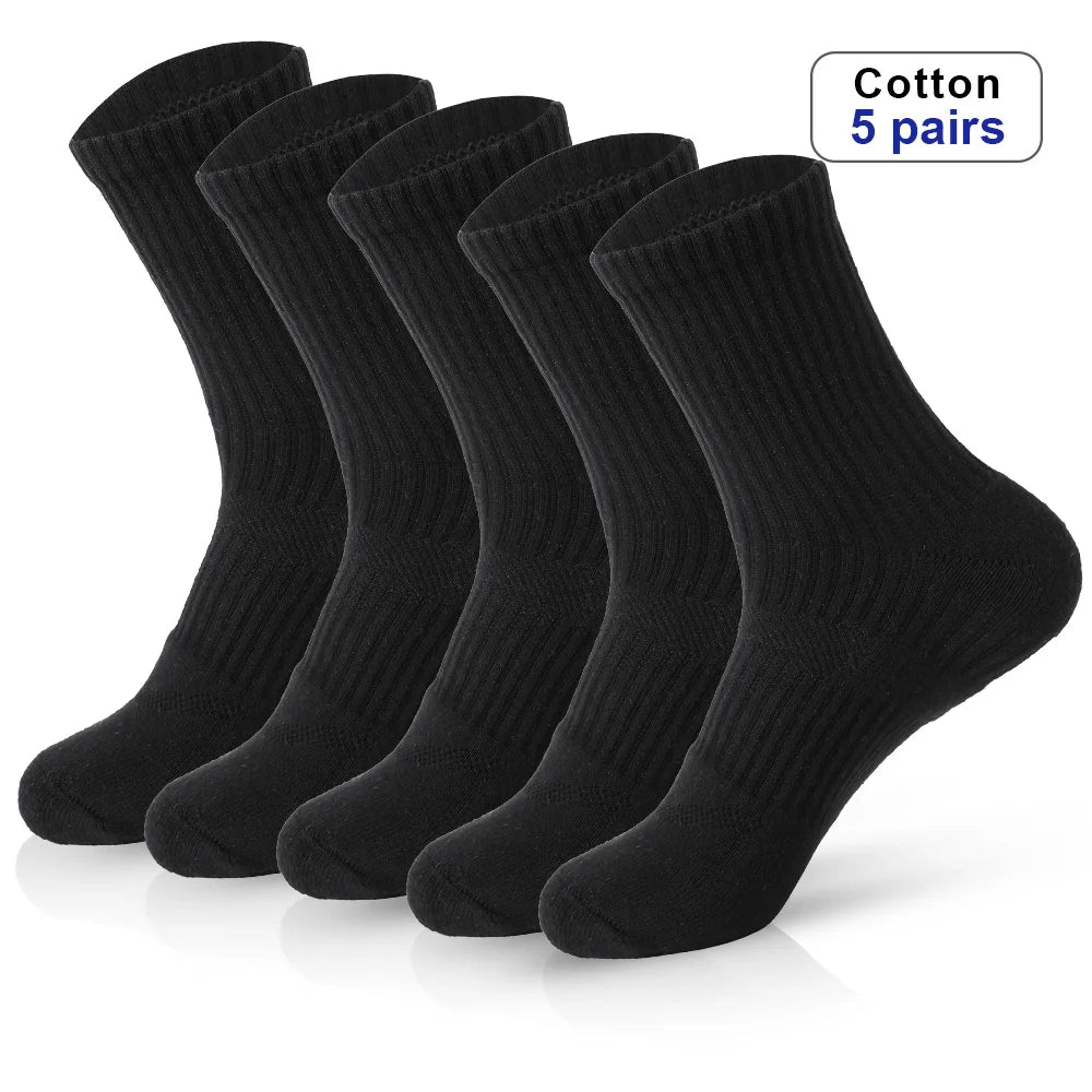 Men’s Moisture-Wicking Cotton Hiking Socks – 5 Pairs