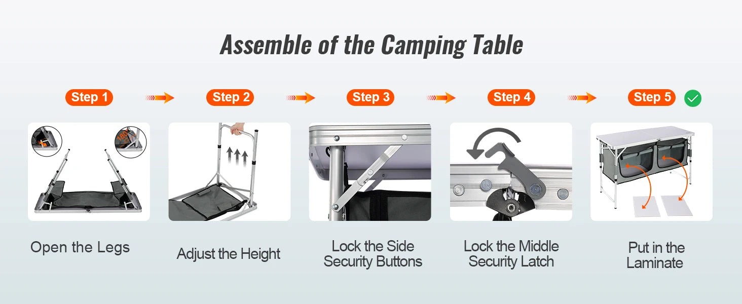 SucceBuy Folding Camping Kitchen Table – Quick Set-Up, Portable Outdoor Cooking Station