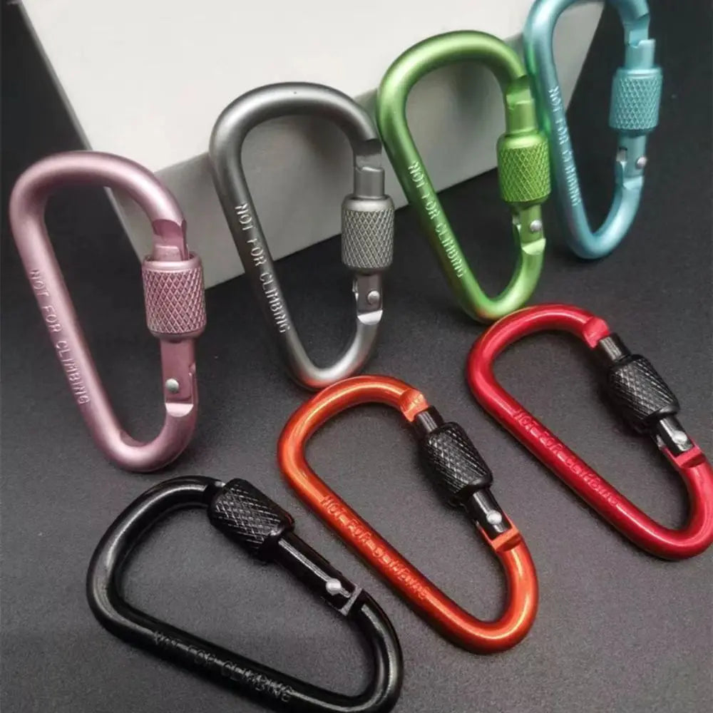 Aluminum Alloy D-Shaped Carabiner Keychain with Lock