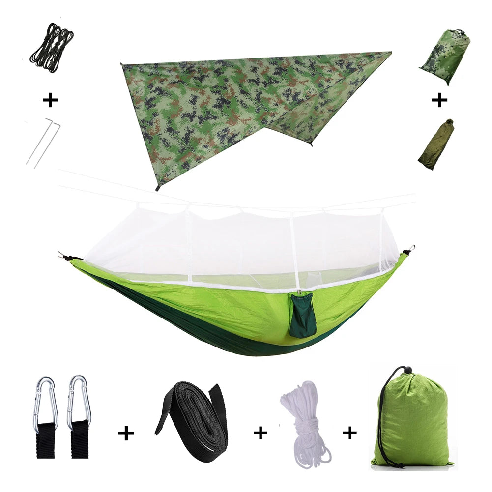 Camping Hammock with Mosquito Net & Rainfly Tent