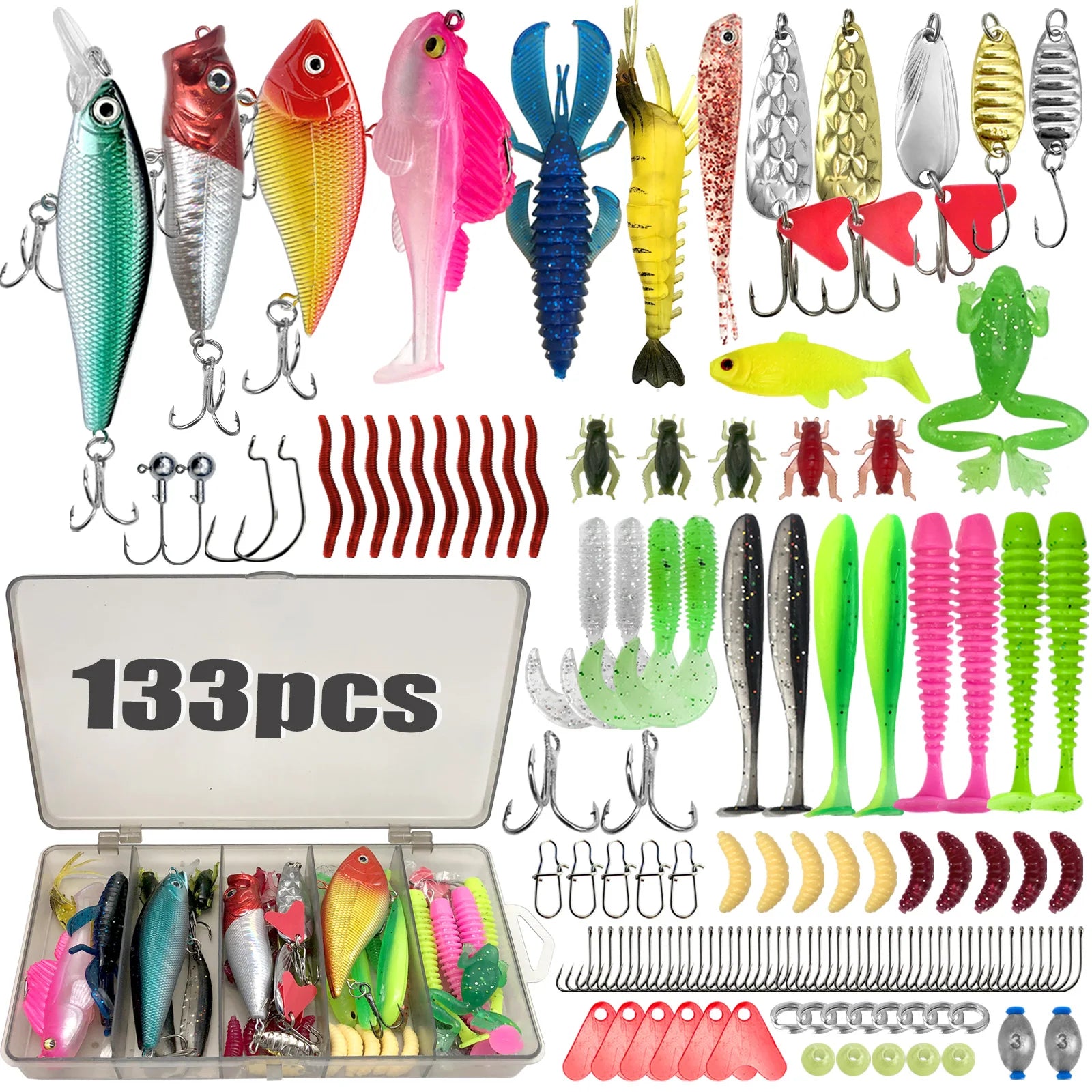 Multi-Lure Fishing Set with Tackle Box