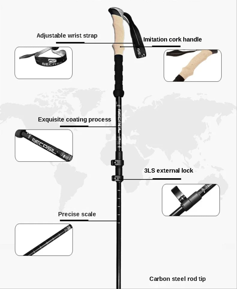 2PCS Trekking Poles Walking Sticks Alpenstock Telescopic Ultralight Premium Adjustable with Quick Lock Hiking Cane
