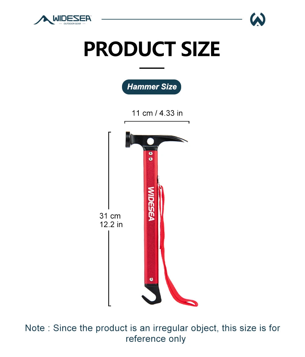 Widesea Stainless Steel Tent Hammer with Stake Puller