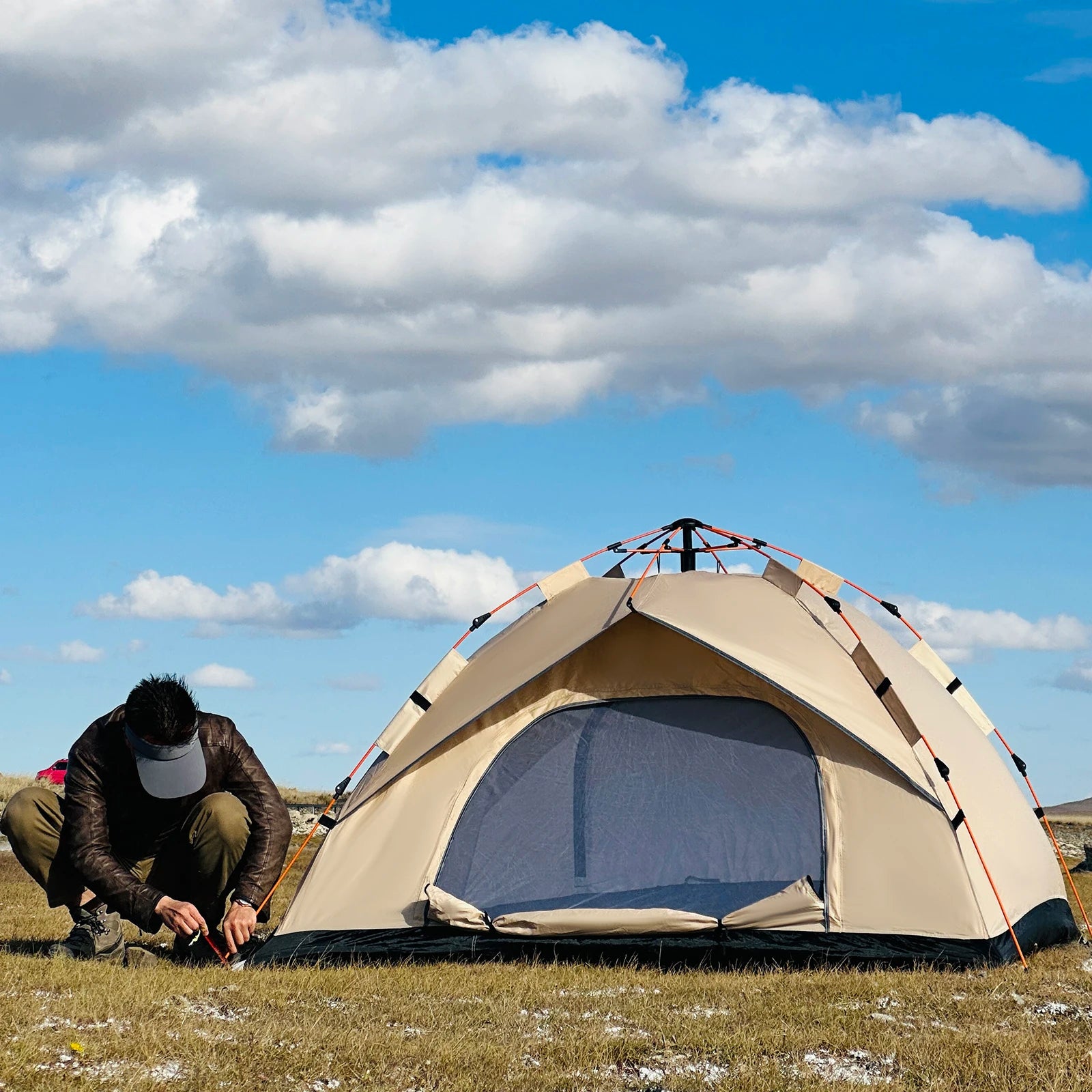 Outdoor Automatic Quick-Opening Tent – 4-Person Rain & Sun Shelter