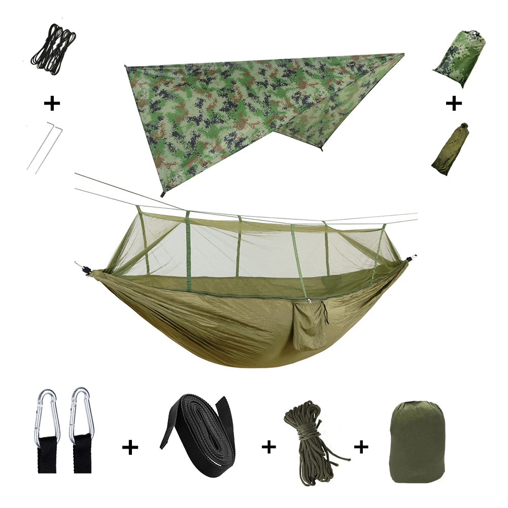 Camping Hammock with Mosquito Net & Rainfly Tent