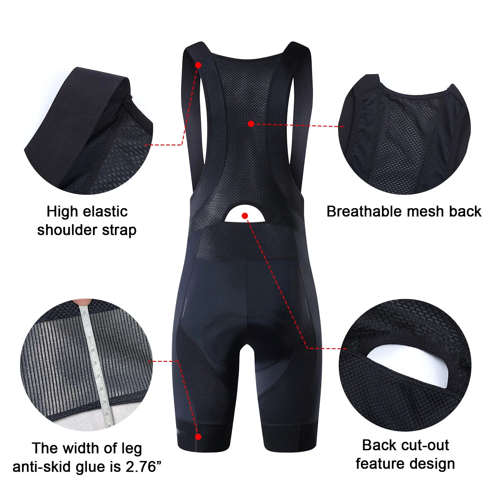 YKYWBIKE Men’s Padded Cycling Bib Shorts