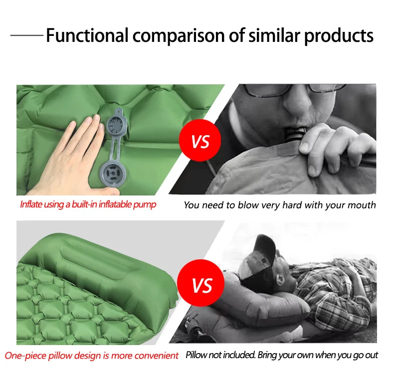Ultralight Outdoor Camping Sleeping Pad with Pillow