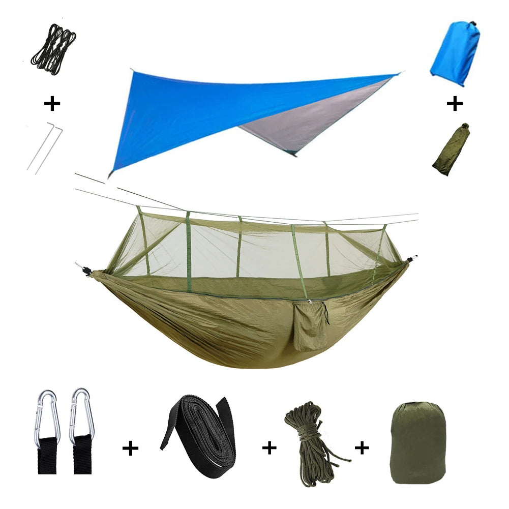 Camping Hammock with Mosquito Net & Rainfly Tent