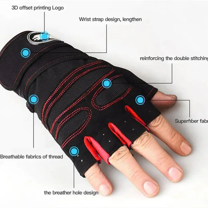 Outdoor Sport Fingerless Gloves with Wrist Guard