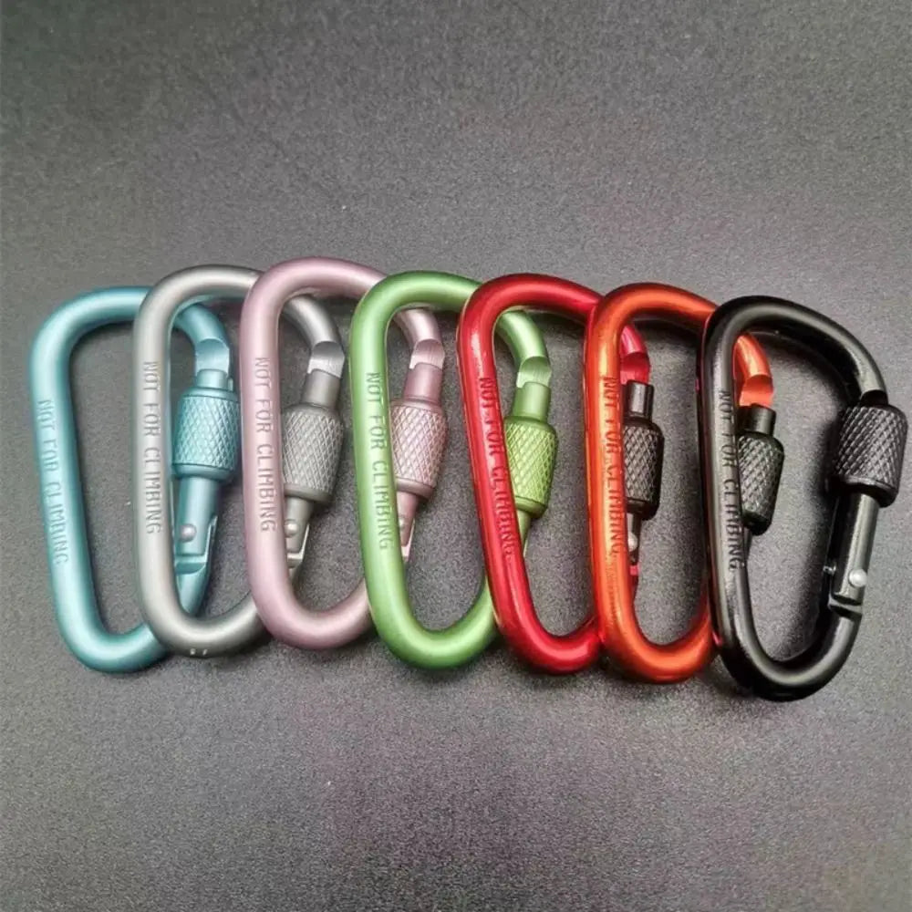 Aluminum Alloy D-Shaped Carabiner Keychain with Lock