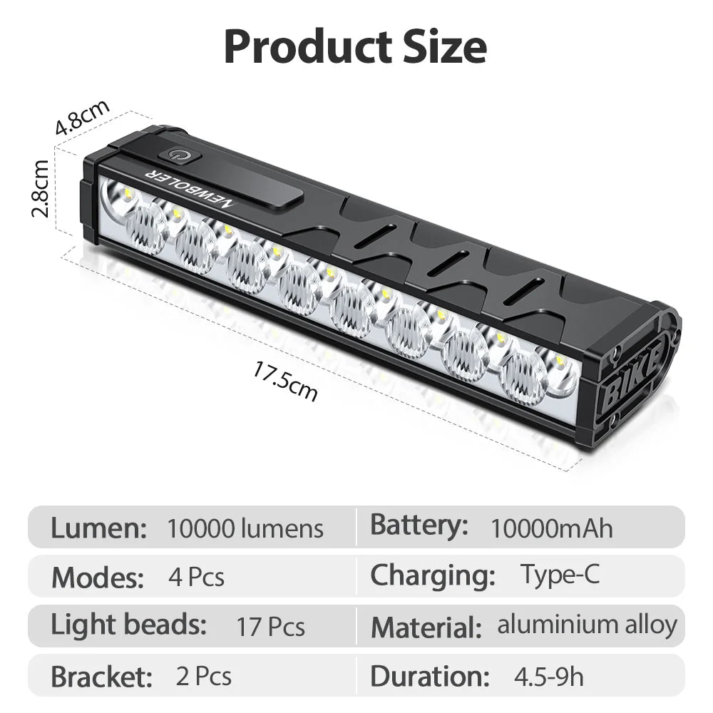 NEWBOLER 10000 Lumen Waterproof Bike Headlight