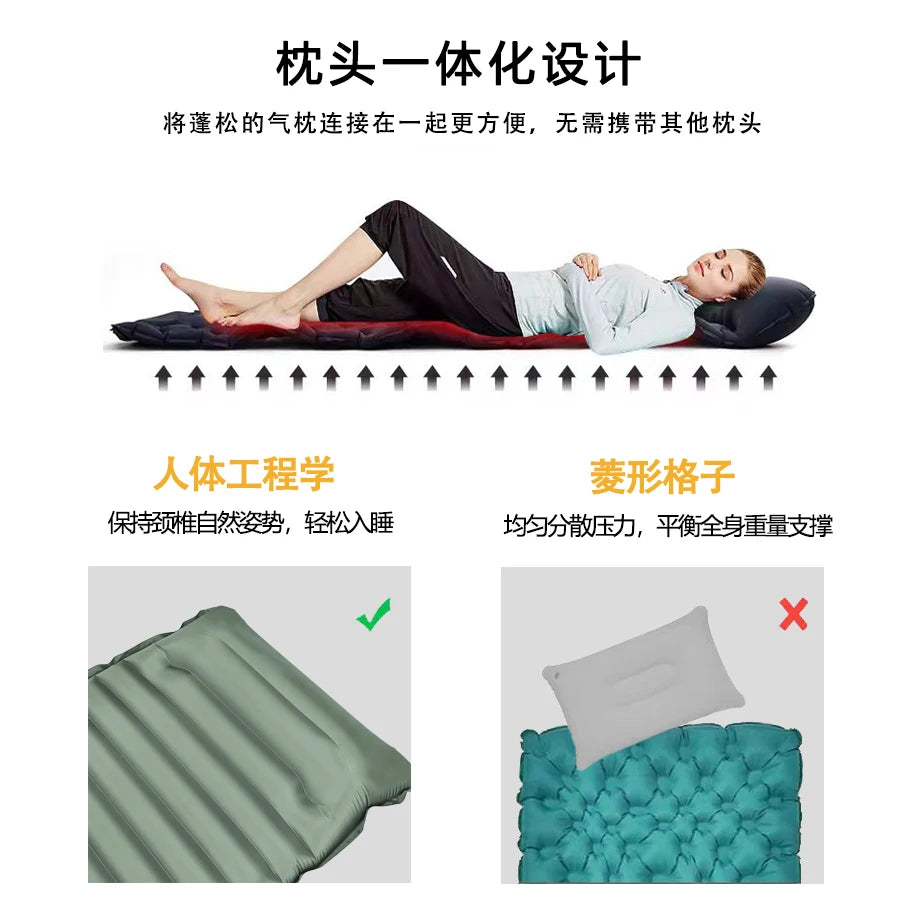 Ultralight Outdoor Camping Sleeping Pad with Pillow