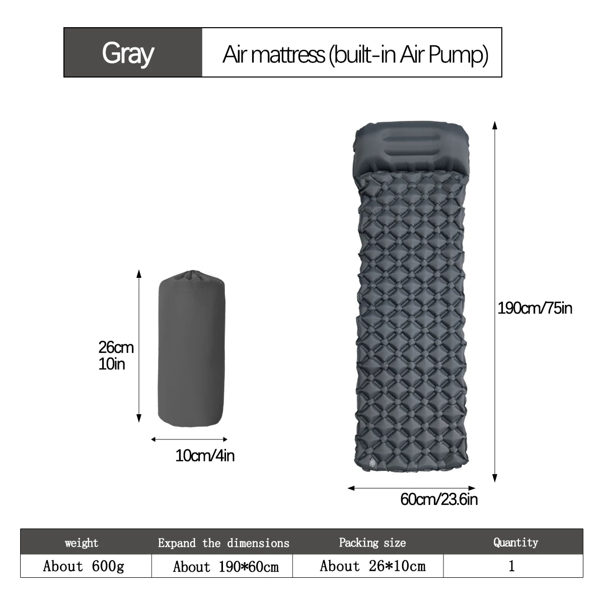 Ultralight Outdoor Camping Sleeping Pad with Pillow