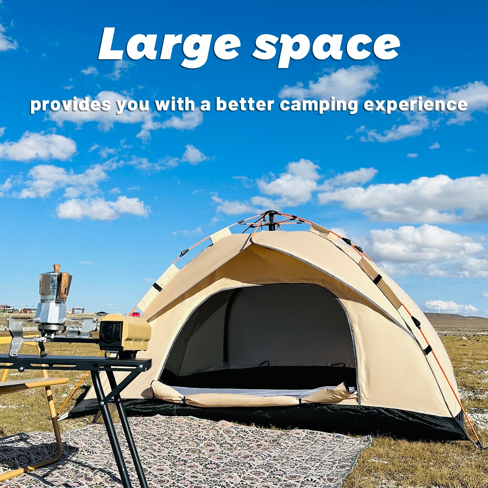 Outdoor Automatic Quick-Opening Tent – 4-Person Rain & Sun Shelter