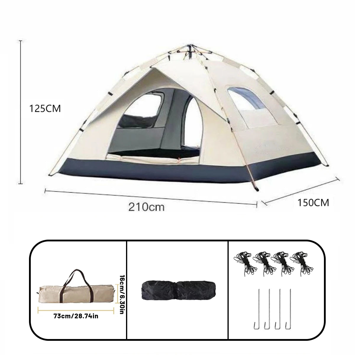 Outdoor Automatic Quick-Opening Tent – 4-Person Rain & Sun Shelter