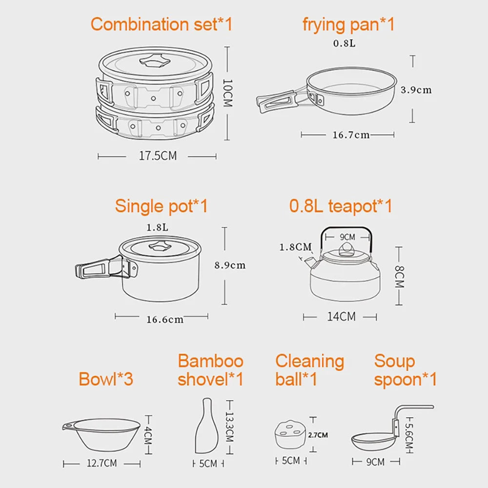 Camping Cookware Set for 2–3 People – Non-Stick