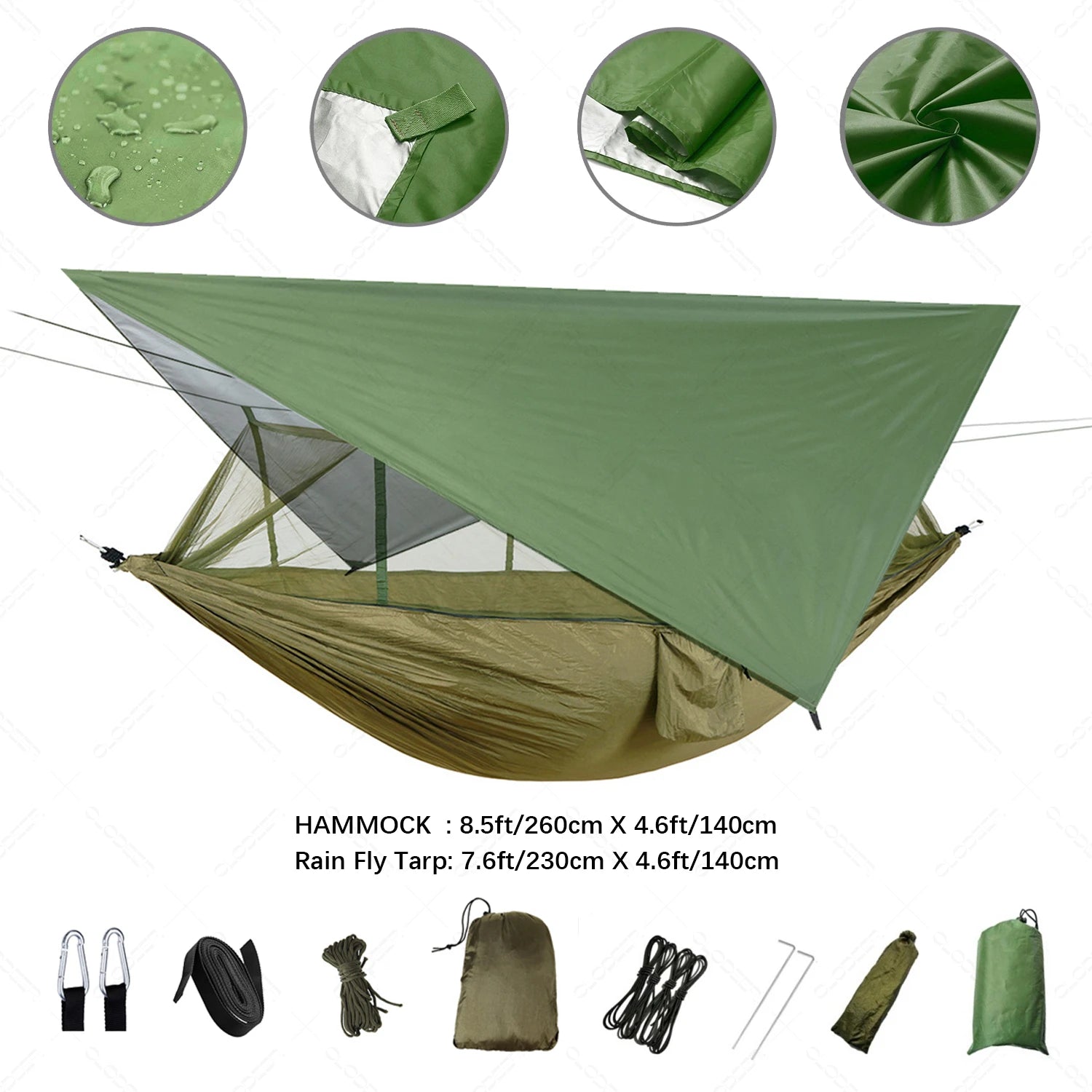 Camping Hammock with Mosquito Net & Rainfly Tent