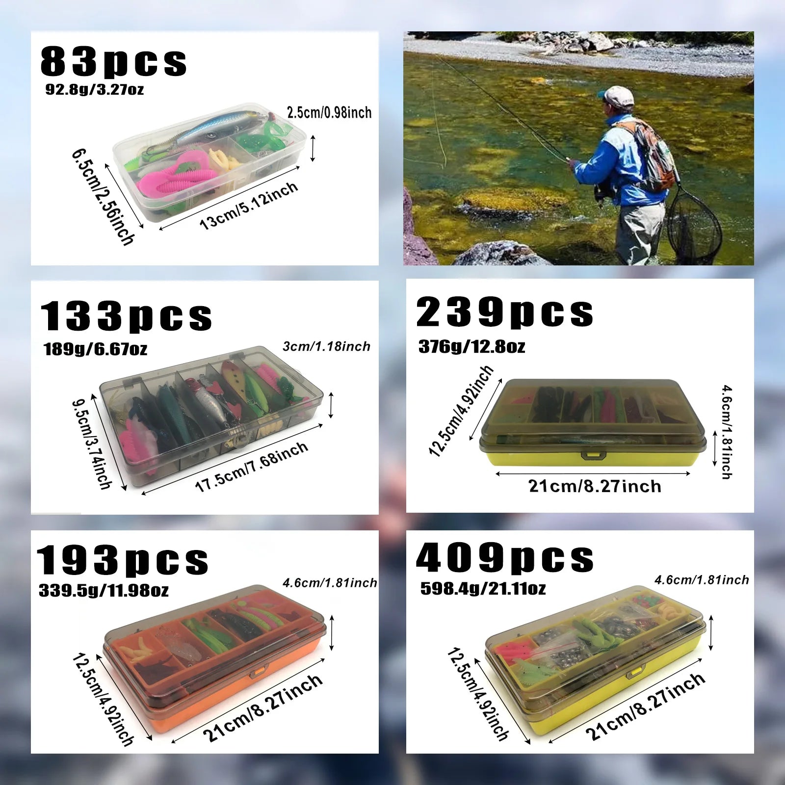 Multi-Lure Fishing Set with Tackle Box