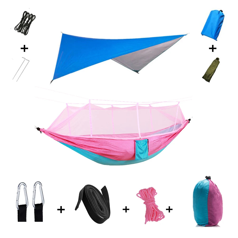 Camping Hammock with Mosquito Net & Rainfly Tent