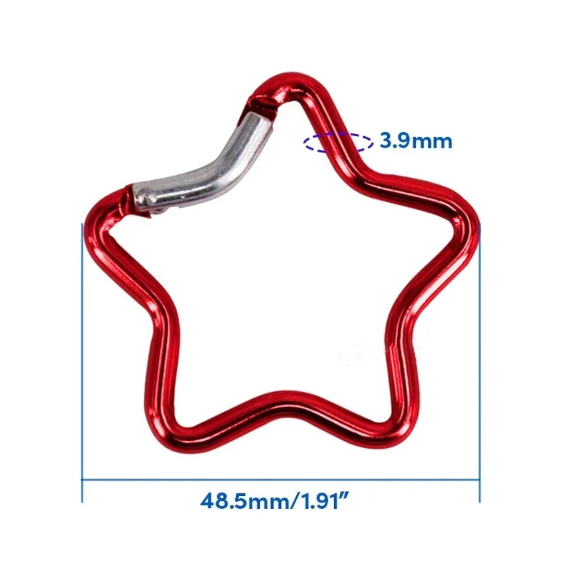 Star-Shaped Spring Lock Carabiner Keychains – Multicolor