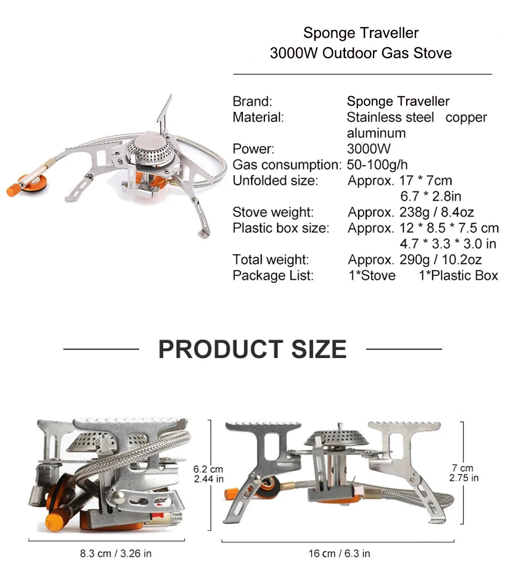 Camping Gas Stove – Portable Folding Outdoor Backpacking Stove 3500W