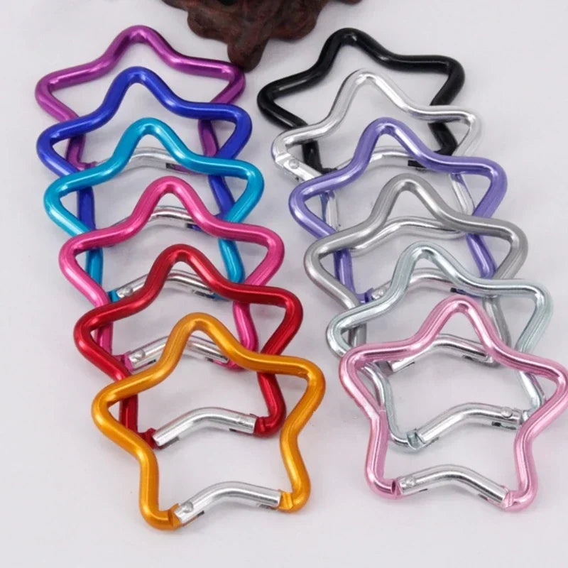 Star-Shaped Spring Lock Carabiner Keychains – Multicolor