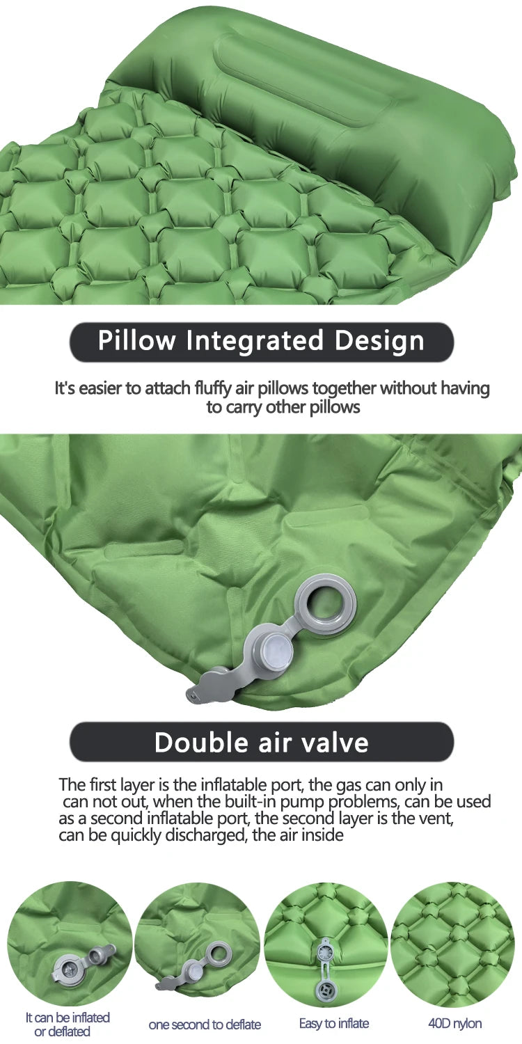 Ultralight Outdoor Camping Sleeping Pad with Pillow