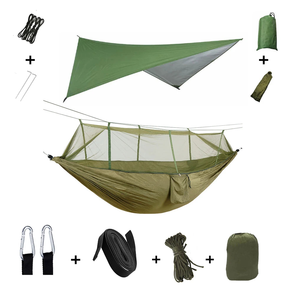 Camping Hammock with Mosquito Net & Rainfly Tent